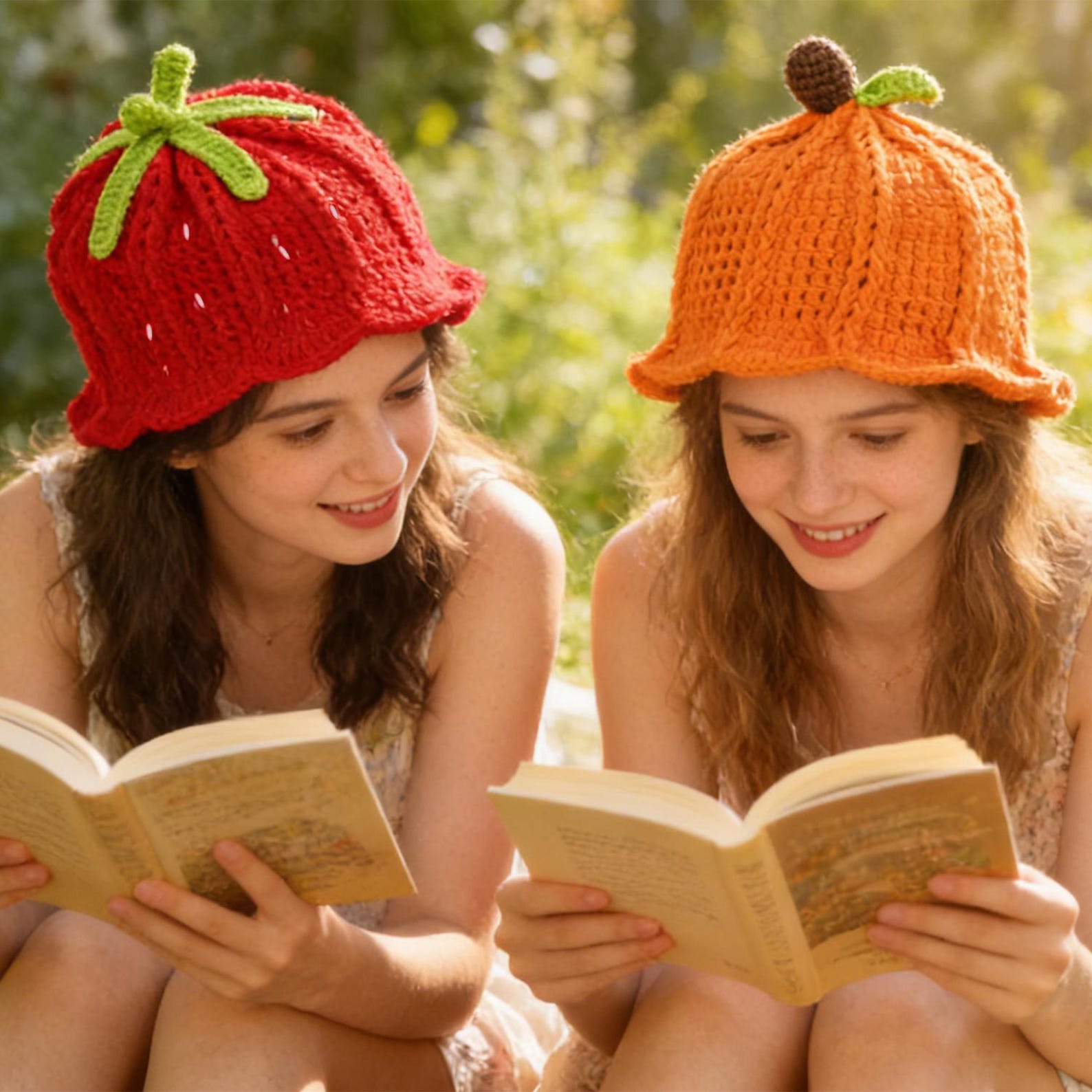 Fruit Bucket Hat — Hand-Crochet Strawberry & Orange Sun Hat