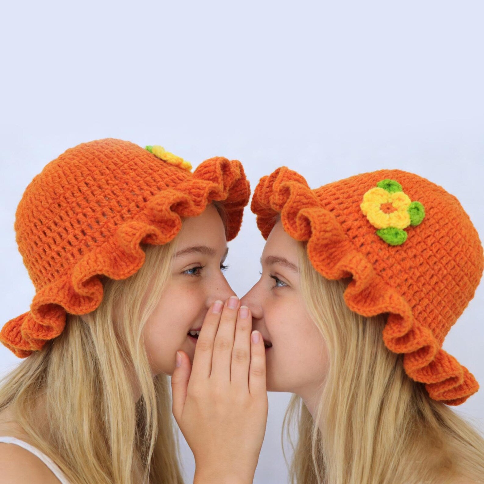 Sunflower Bucket Hat — Wavy Ruffle-Brim Hand-Crochet Hat