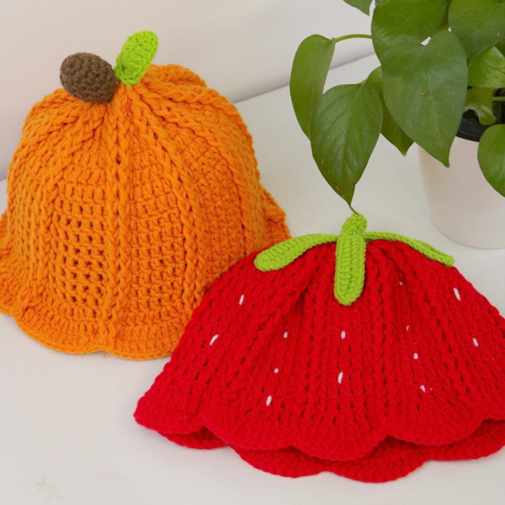 Fruit Bucket Hat — Hand-Crochet Strawberry & Orange Sun Hat