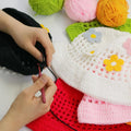 Pink Flower Beanie — Hand-Crochet Hollow-Out Embroidered Hat