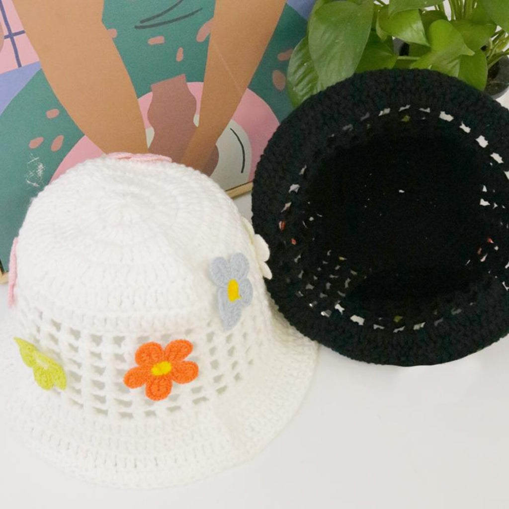 Flower Beanie — Hand-Crochet Hollow-Out Embroidered Hat