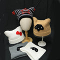 Star Cat Ear Beanie — Y2K Striped Hand-Crochet Hat