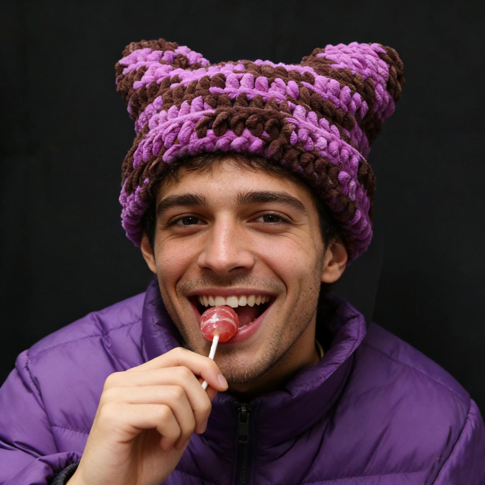 Cat Ear Beanie — Chunky Y2K Hand-Crochet Winter Hat