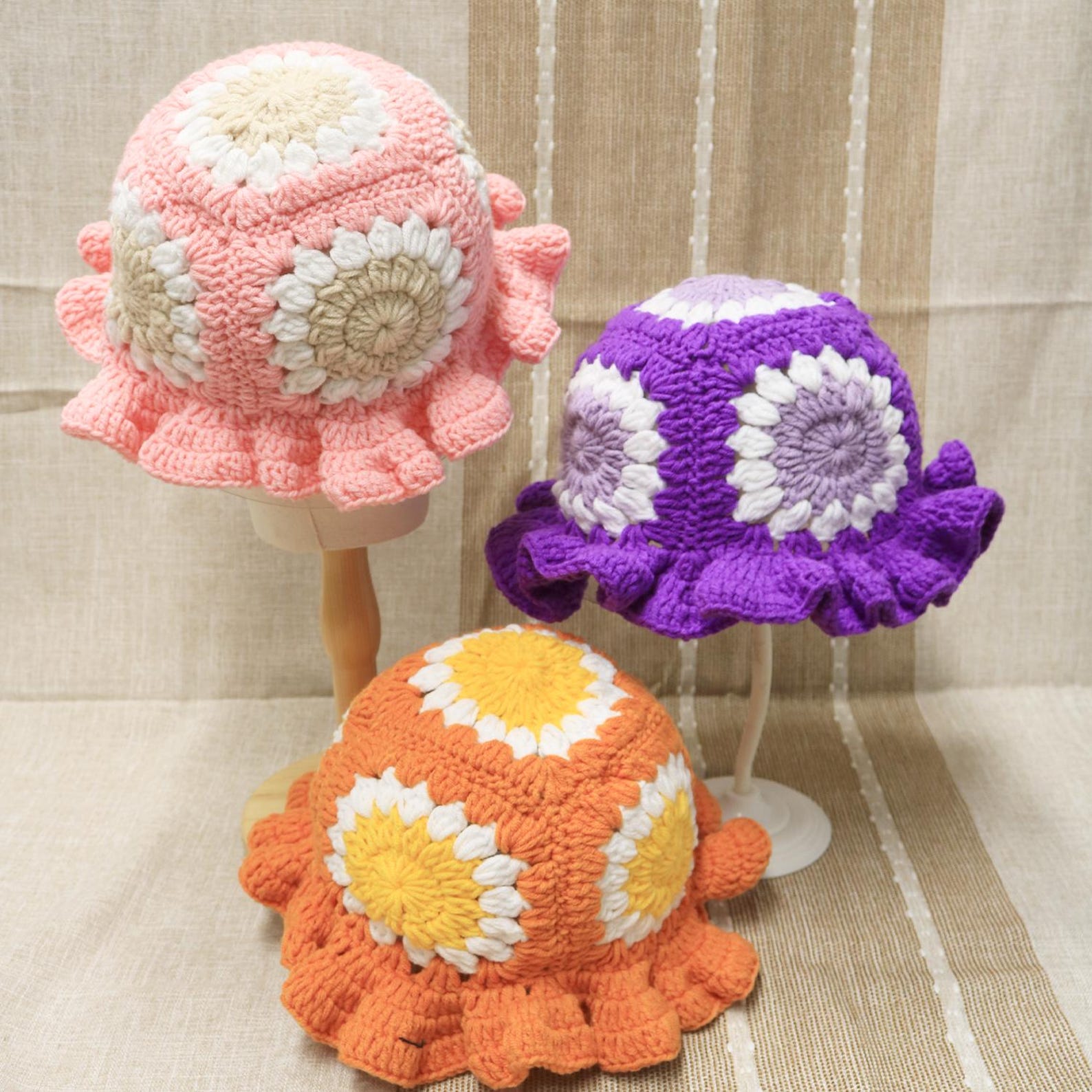 Sunflower Bucket Hat — Ruffle-Brim Hand-Crochet Sun Hat
