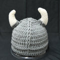 Grey Viking Helmet Hat — Hand-Crochet Horned Cosplay Hat
