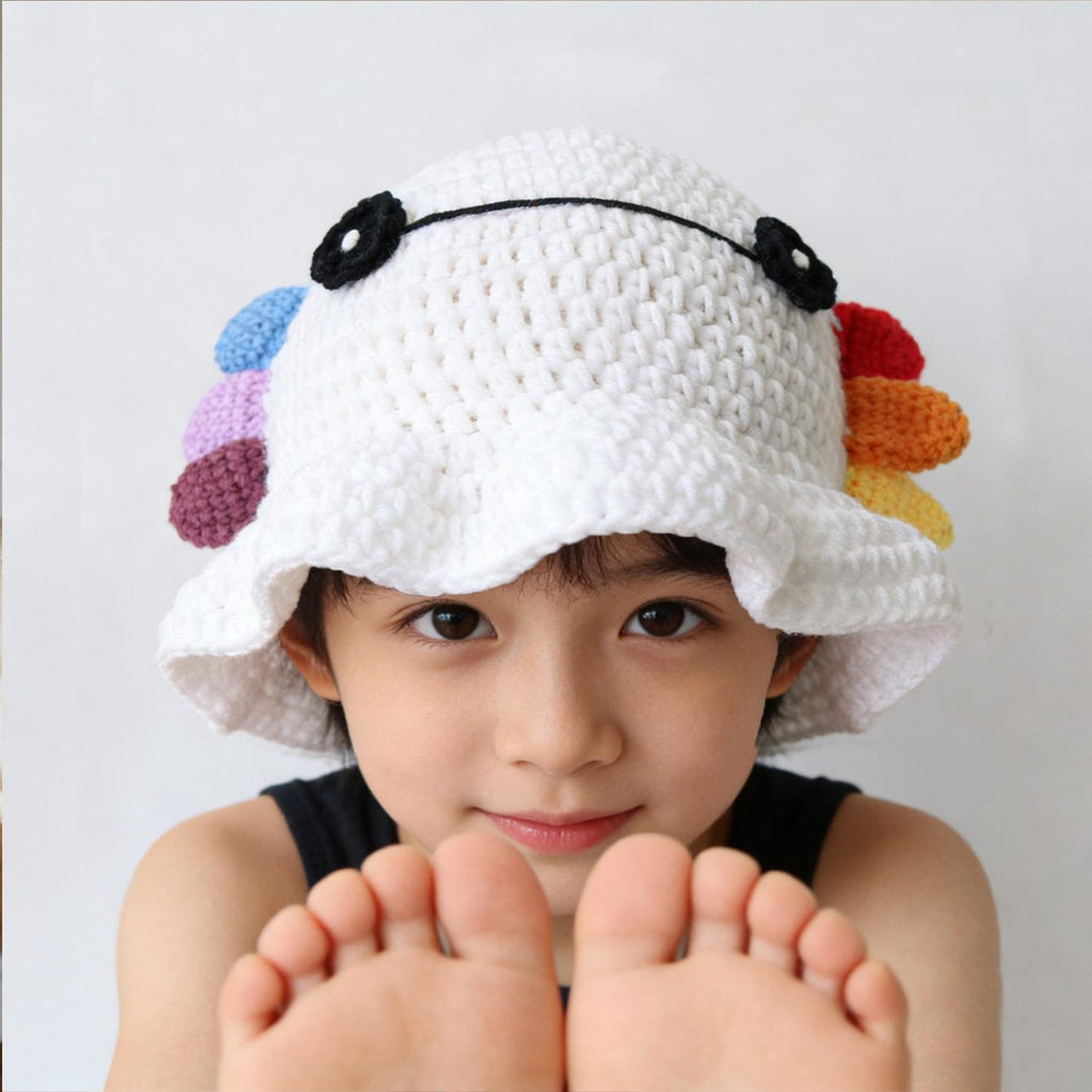 White Octopus Hat — Kawaii Amigurumi Hand-Crochet Bucket Hat