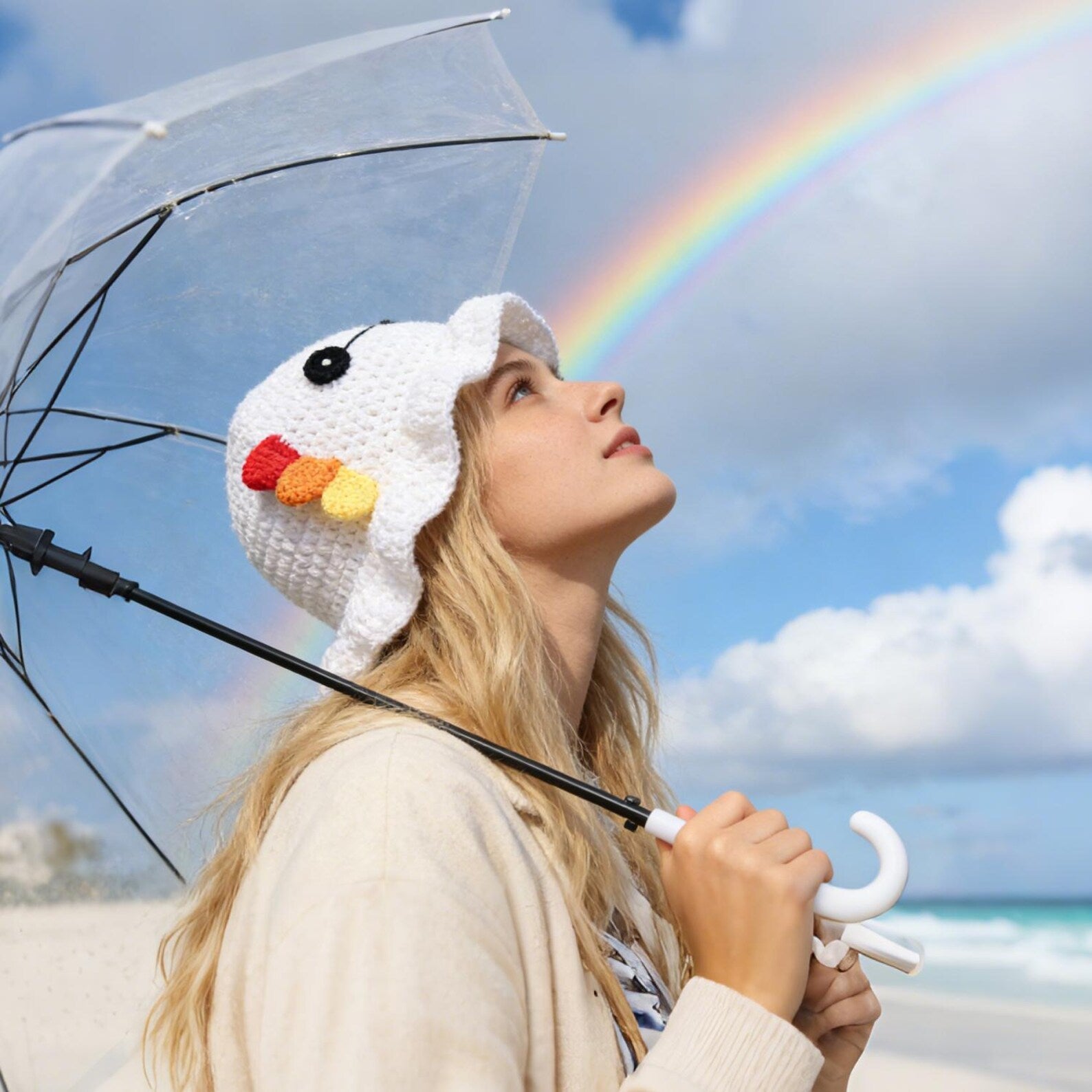 White Octopus Hat — Kawaii Amigurumi Hand-Crochet Bucket Hat