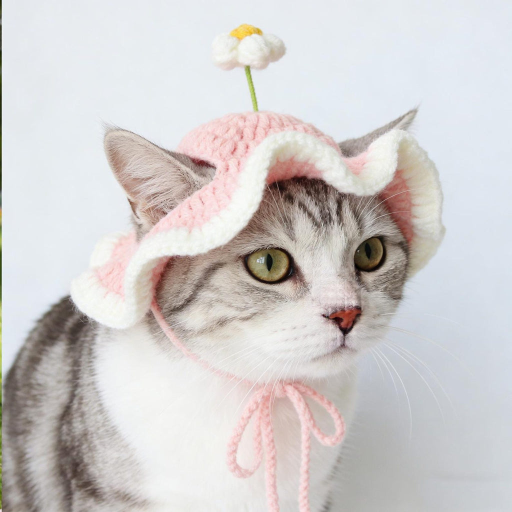 Daisy Beanie — Hand-Crochet Human & Cat Matching Set