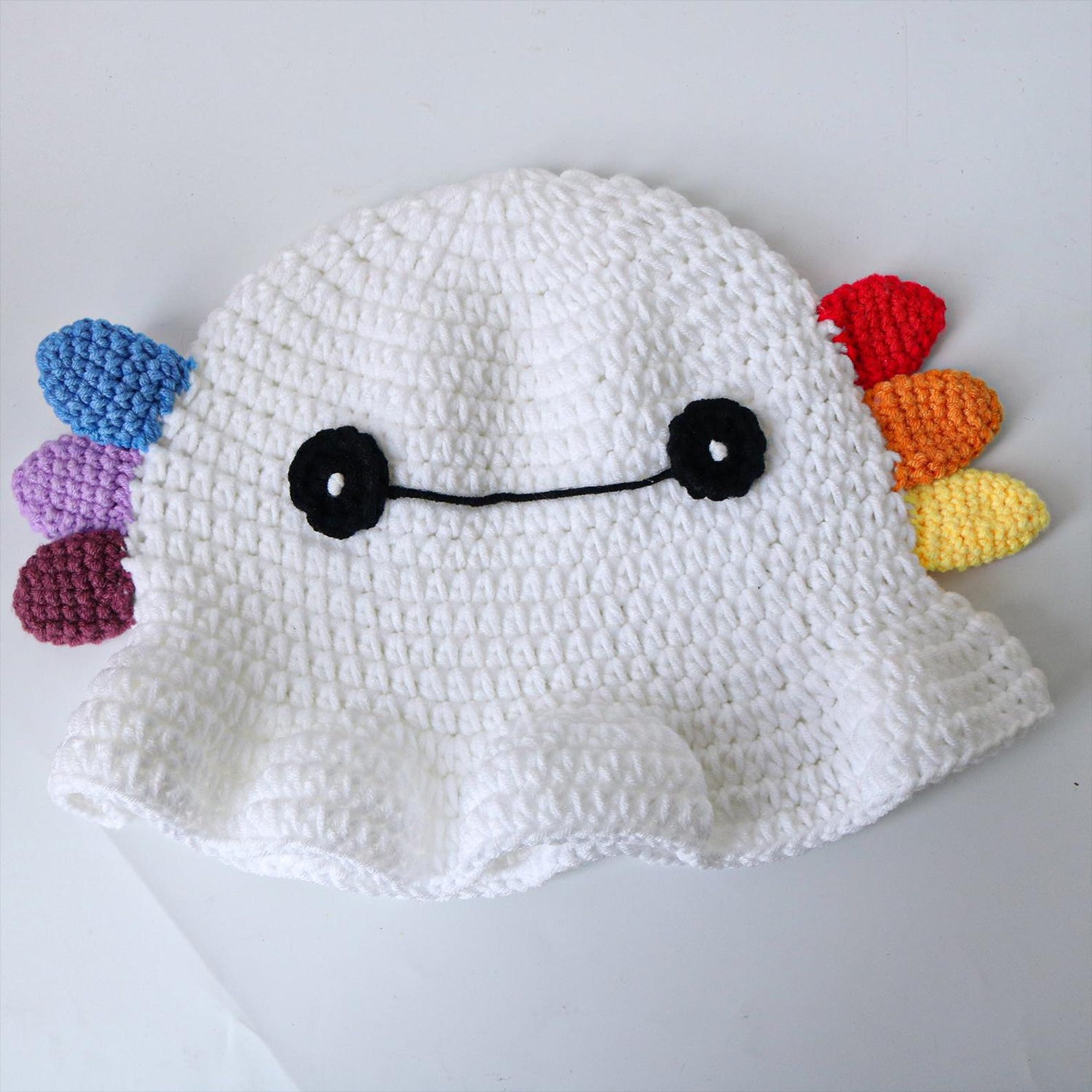 White Octopus Hat — Kawaii Amigurumi Hand-Crochet Bucket Hat