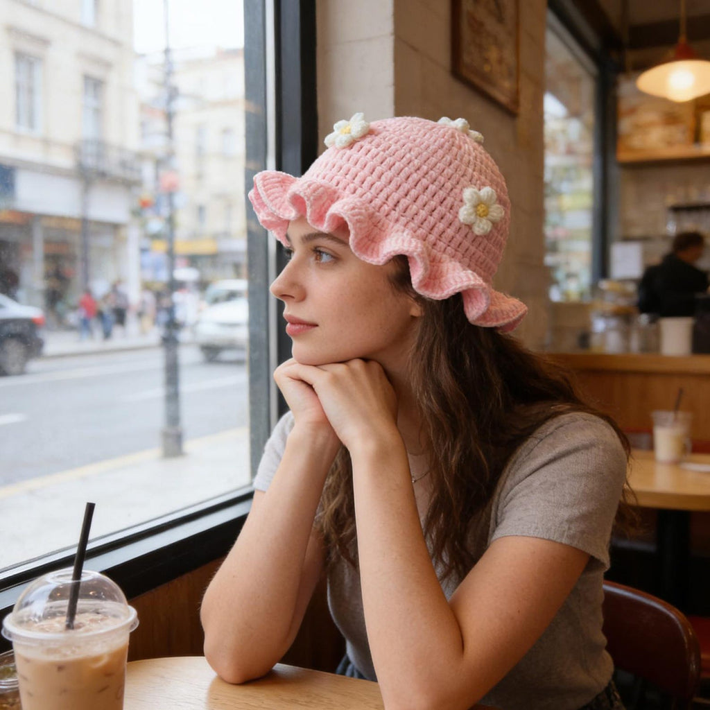 Daisy Beanie — Hand-Crochet Human & Cat Matching Set