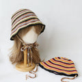 Boho Bucket Hat — Retro Striped Hand-Crochet Sun Hat