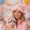 Daisy Beanie — Hand-Crochet Human & Cat Matching Set