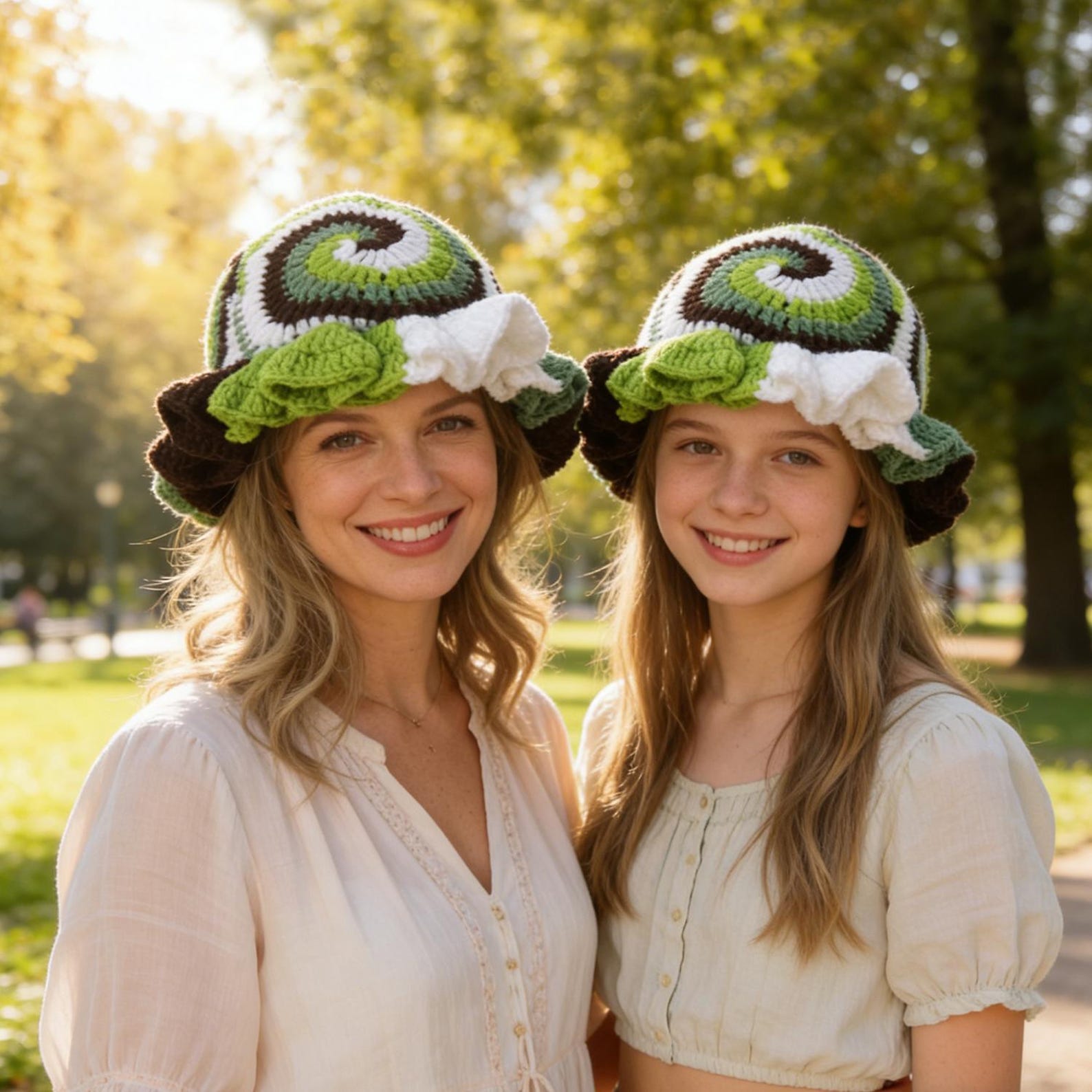 Snail Shell Hat — Spiral Ruffle Hand-Crochet Bucket Hat