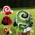 Red Snail Shell Hat — Spiral Ruffle Hand-Crochet Bucket Hat