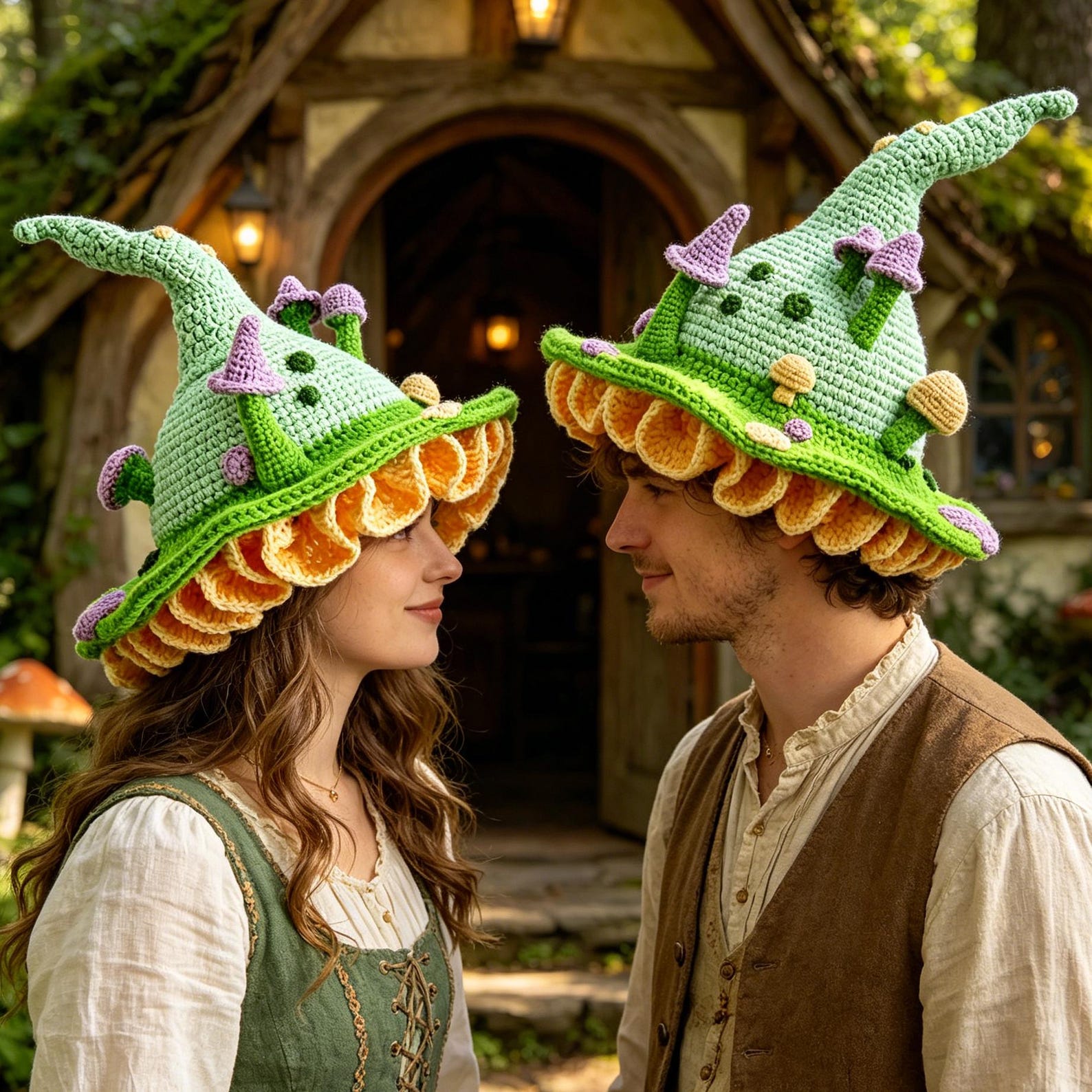 Mushroom Witch Hat — Pointed Hand-Crochet Cottagecore Hat