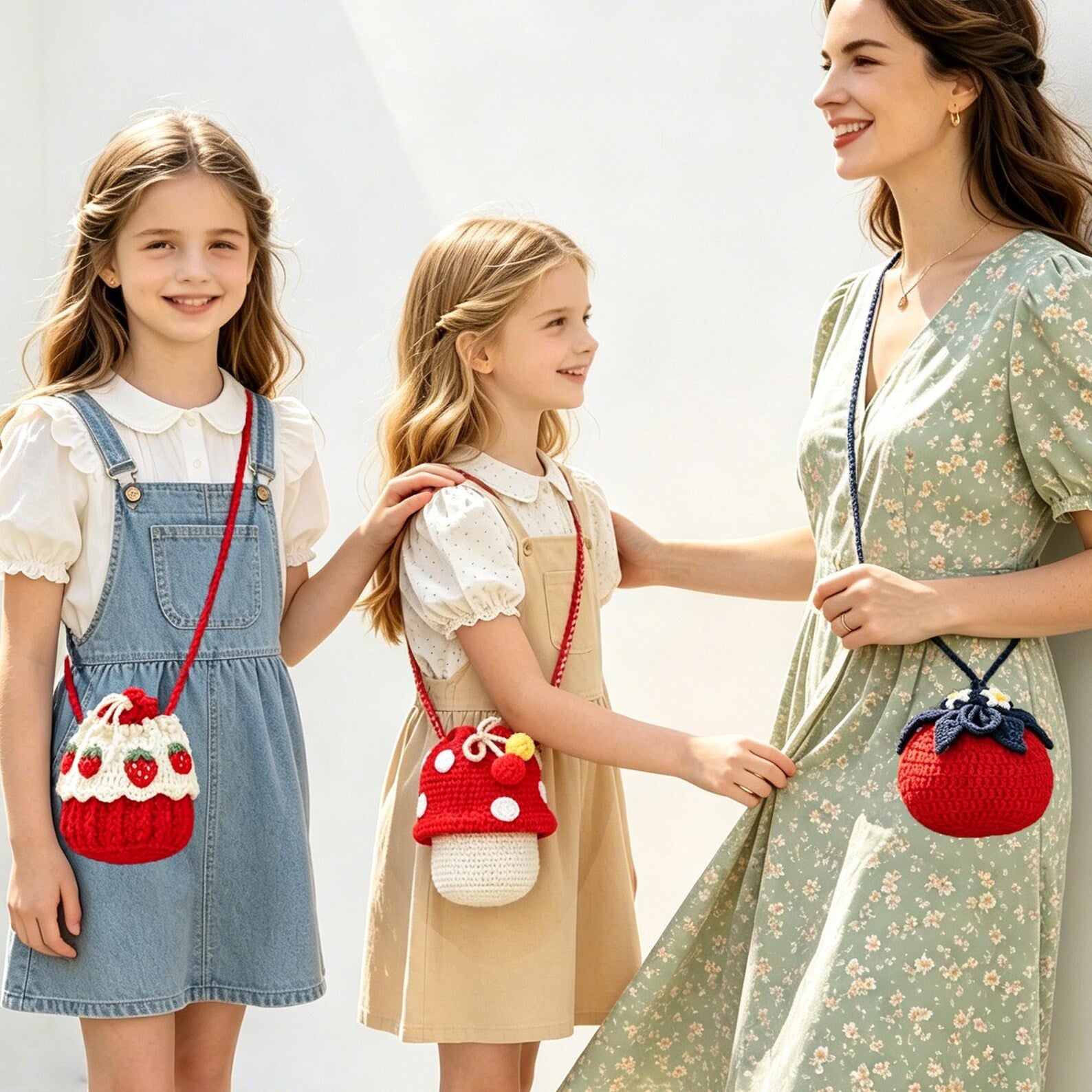 Mushroom Red Strawberry Mushroom Bag — Kawaii Hand-Crochet Crossbody Purse