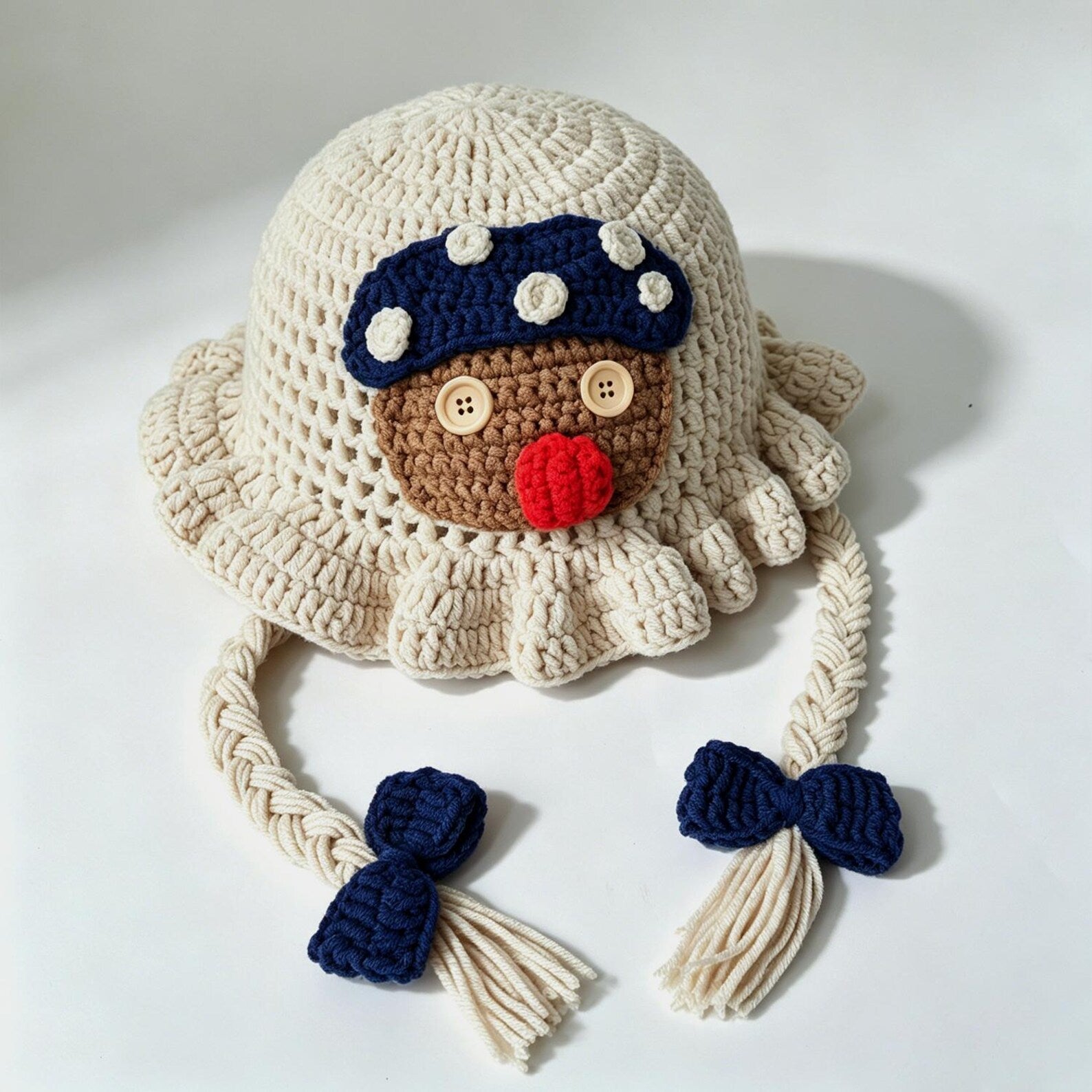 Mushroom Sprite Bucket Hat — Ruffled Hand-Crochet Forest Hat