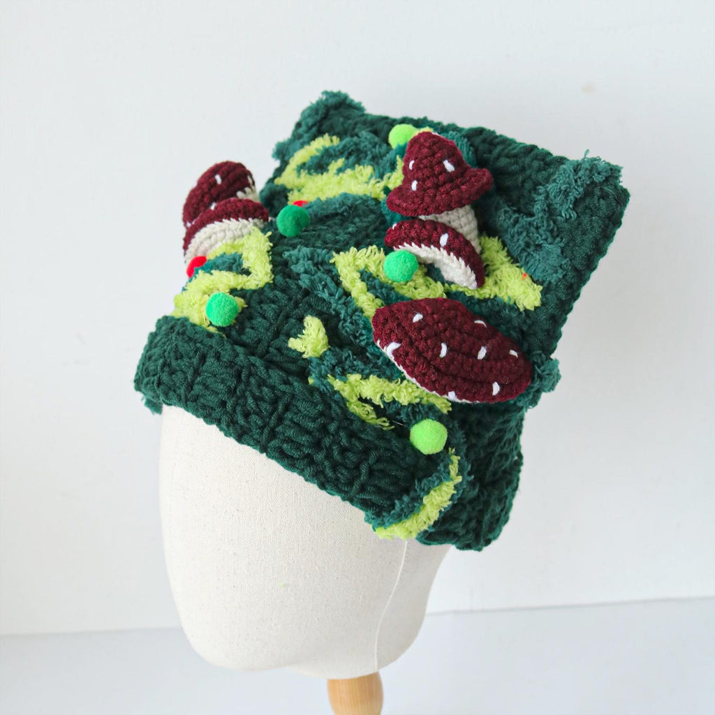 Mushroom Beanie — Chunky Woodland Hand-Crochet Hat