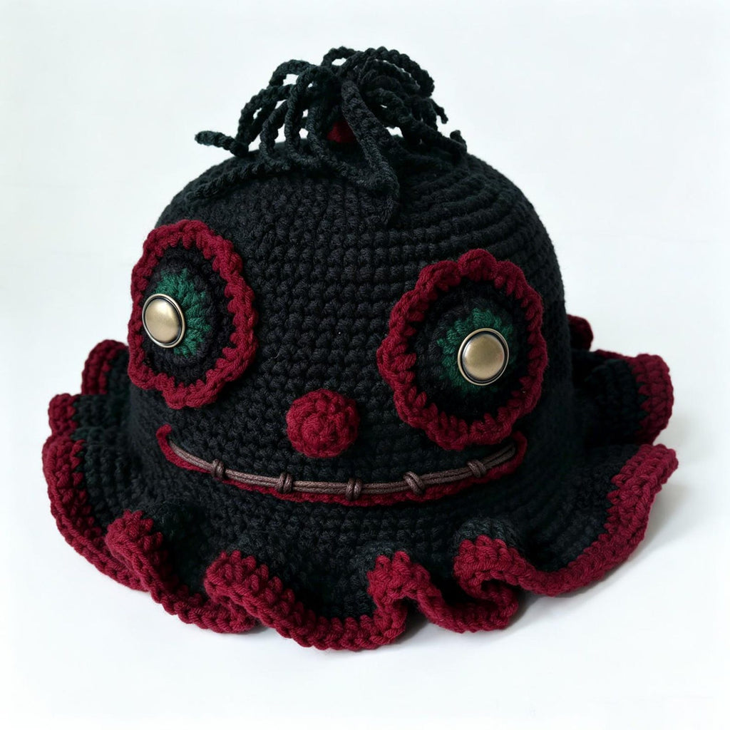 Clown Monster Hat — Spooky Ruffle Hand-Crochet Beanie