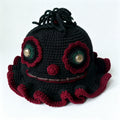 Black Clown Monster Hat — Spooky Ruffle Hand-Crochet Beanie