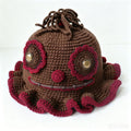 Brown Clown Monster Hat — Spooky Ruffle Hand-Crochet Beanie