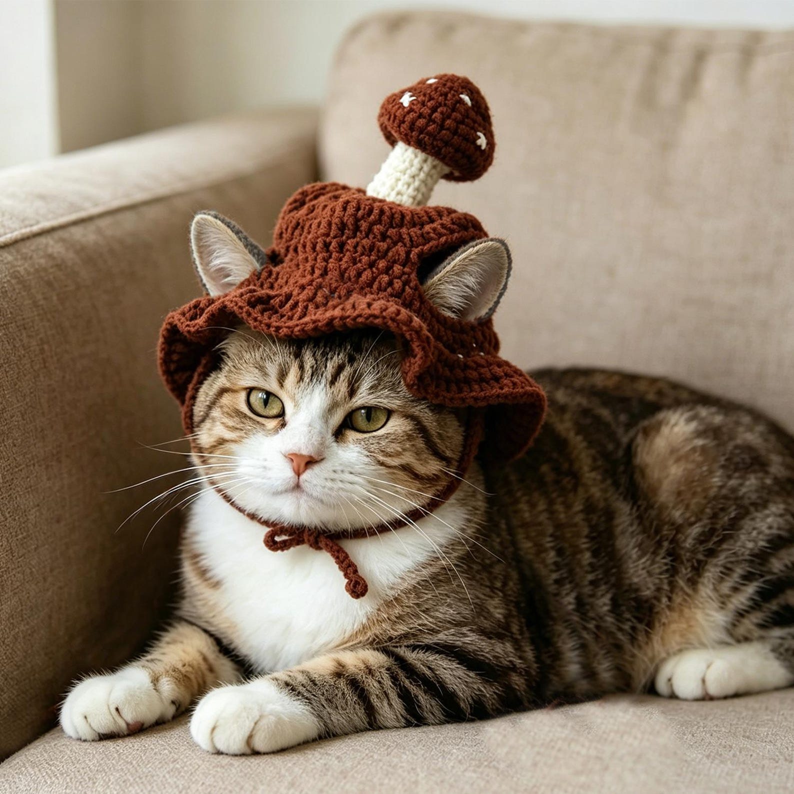 Mushroom Hat Set — Hand-Crochet Human & Pet Matching Bucket Hats