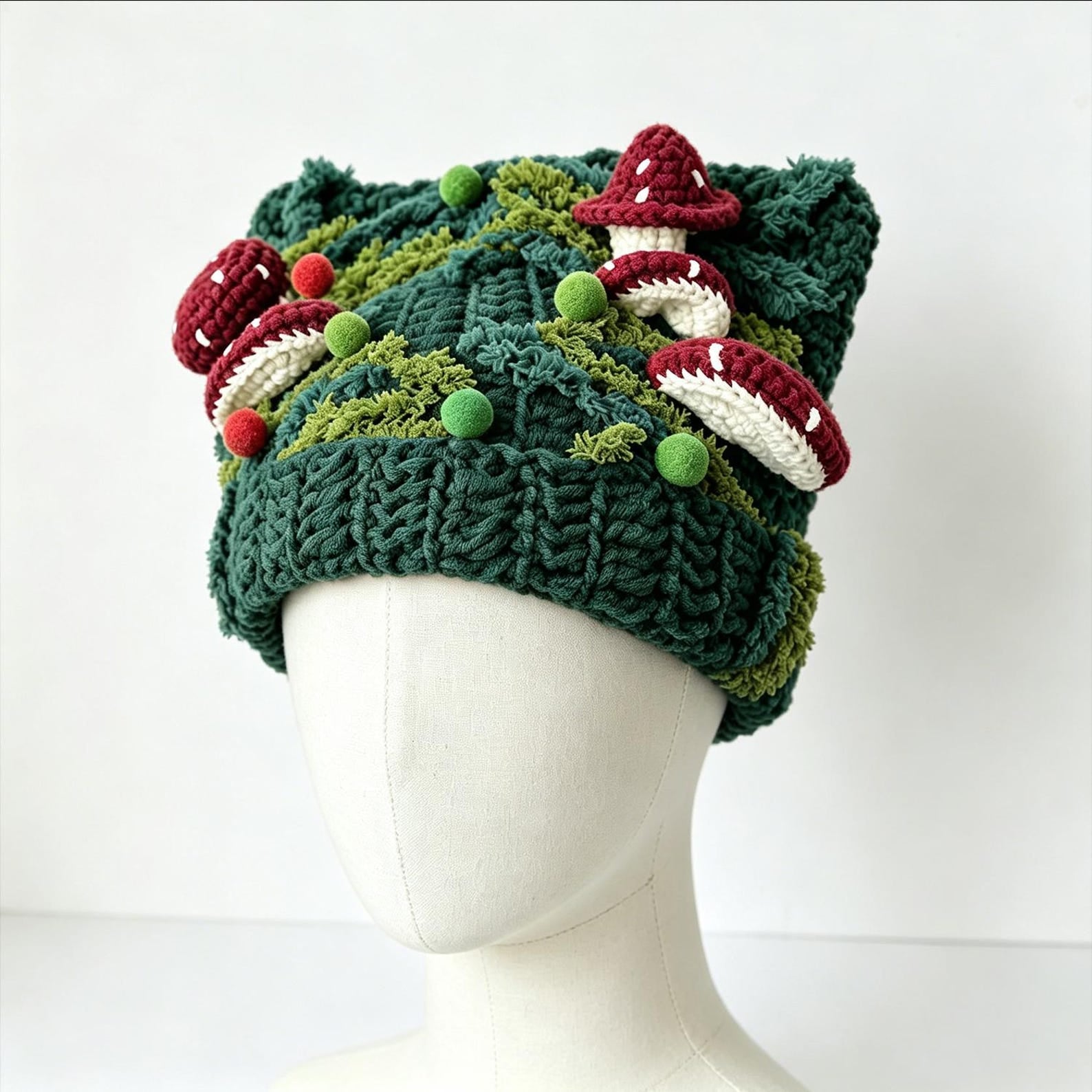 Mushroom Beanie — Chunky Woodland Hand-Crochet Hat