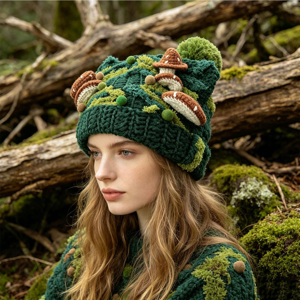 Mushroom Beanie — Chunky Woodland Hand-Crochet Hat