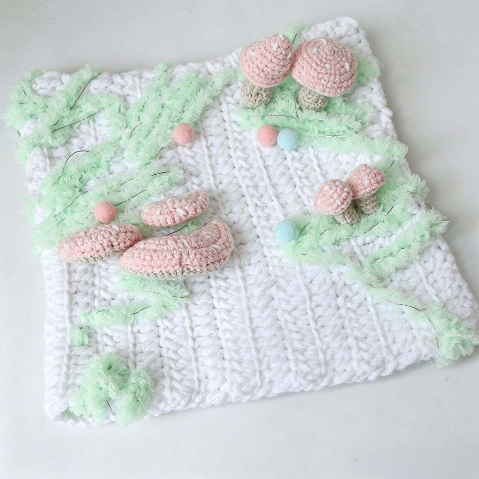 Mushroom Bucket Hat — Chunky Pastel Hand-Crochet Hat