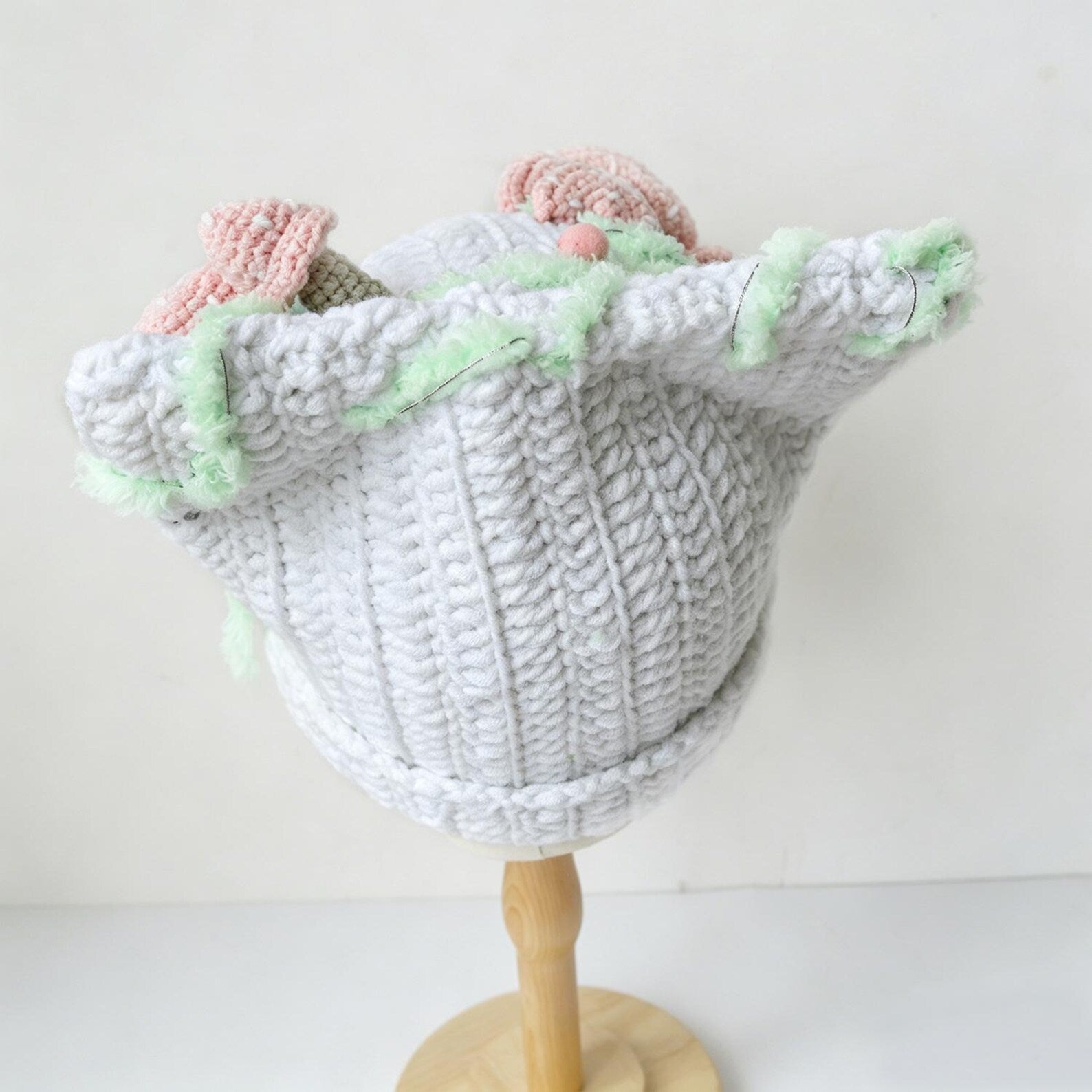 Mushroom Bucket Hat — Chunky Pastel Hand-Crochet Hat