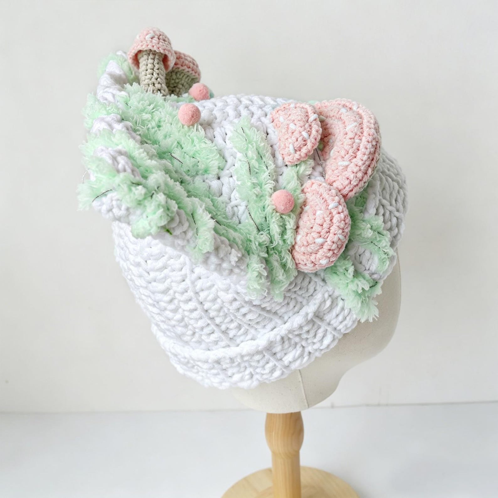 Mushroom Bucket Hat — Chunky Pastel Hand-Crochet Hat