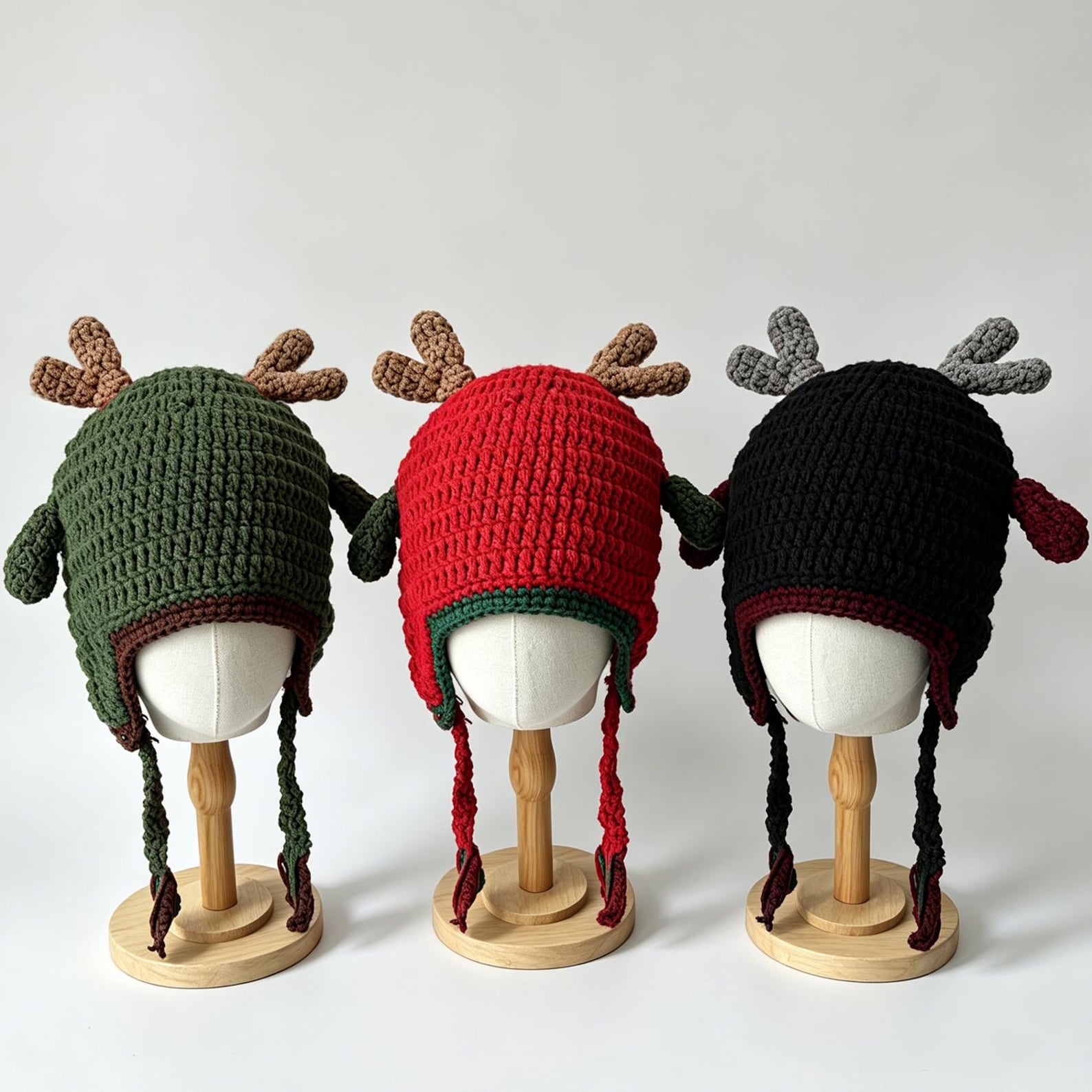 Reindeer Earflap Beanie — Hand-Crochet Family Matching Hat