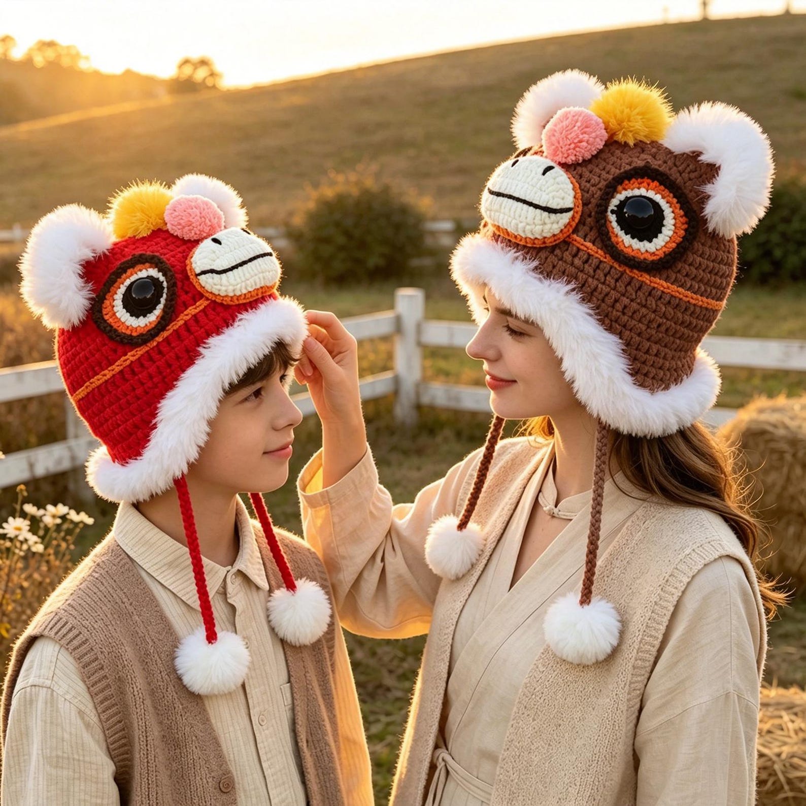 Horse Beanie — Hand-Crochet Faux-Fur Earflap Hat