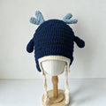 Navy Reindeer Earflap Beanie — Hand-Crochet Family Matching Hat