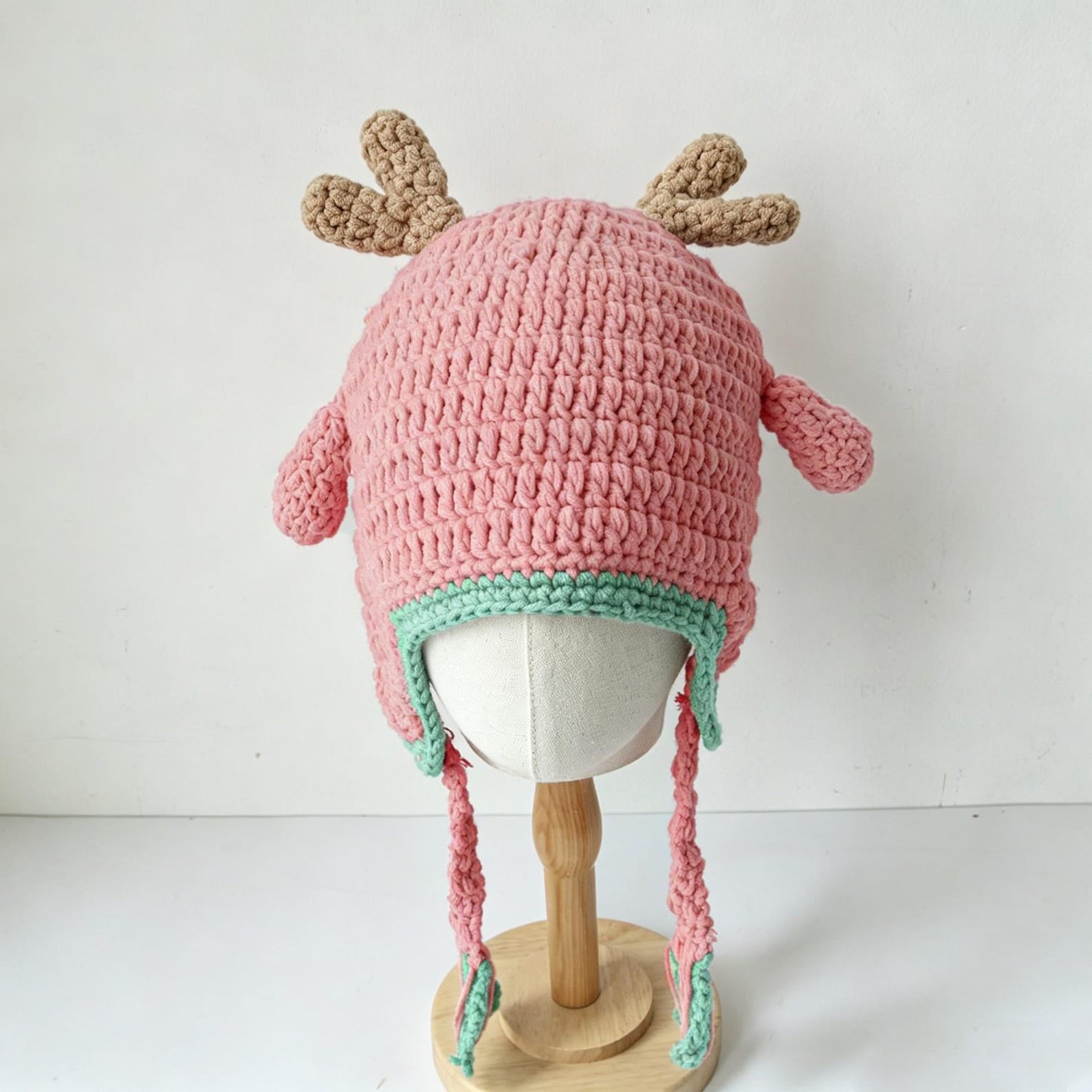 Reindeer Earflap Beanie — Hand-Crochet Family Matching Hat