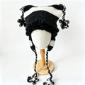 Multi-color Cat Ear Beanie — Punk Y2K Hand-Crochet Faux-Fur Earflap Hat